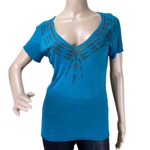 New Citizens of Humanity Women's Blue Short Sleeve V-Neck Pullover T-Shirt XS